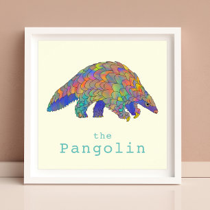Colourful Pangolin Endangered Animal Rights Art Poster