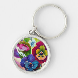Colourful Pansies -AI ART Keychain