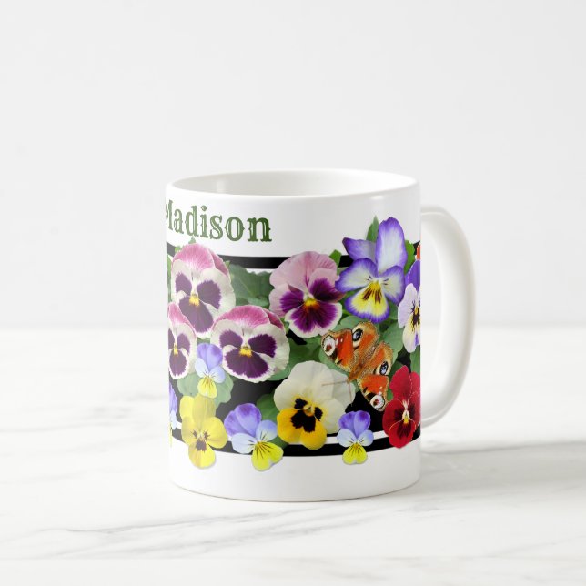 Colourful Pansies Coffee Mug (Front Right)