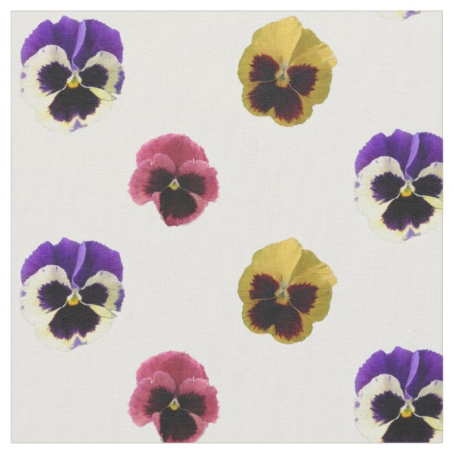 Colourful Pansies Cotton Fabric (Close Up)