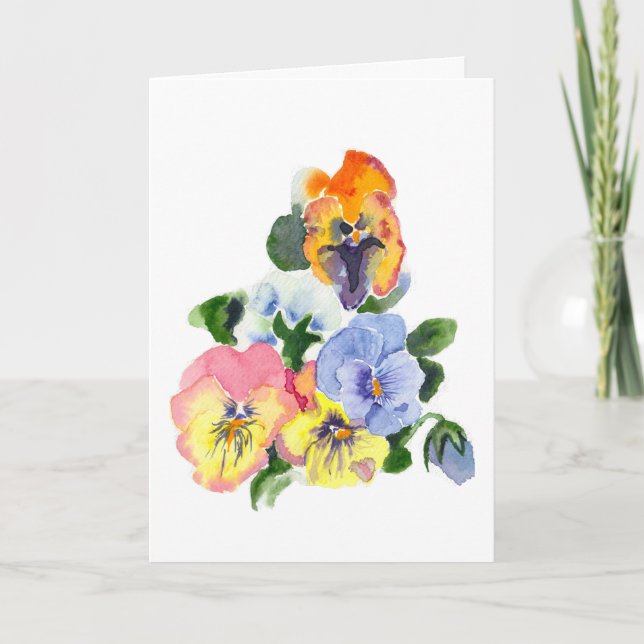Colourful Pansies Folded Thank You Card (Front)