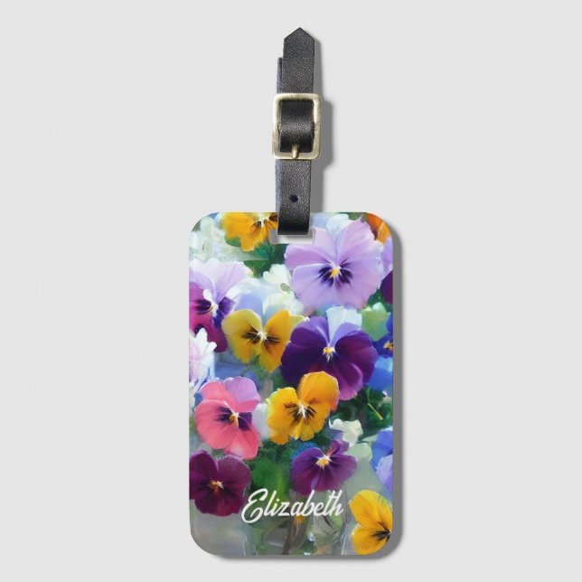 Colourful Pansies  Luggage Tag (Front Vertical)