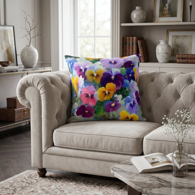 Colourful Pansies  Throw Pillow (Creator Uploaded)