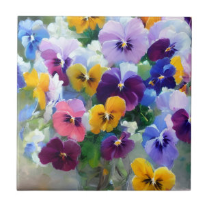 Colourful Pansies  Tile