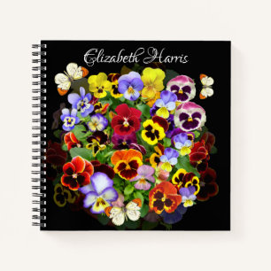 Colourful Pansy Arrangement with Butterflies Not Notebook