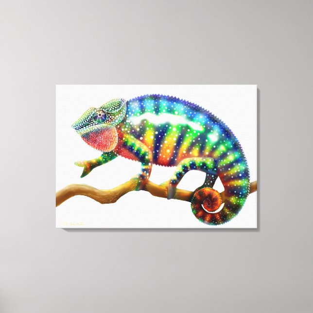 Colourful Panther Chameleon Lizard Wrapped Canvas (Front)