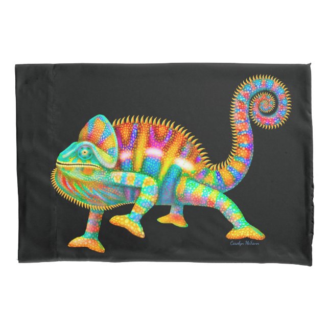 Colourful Panther Chameleon Pillowcase (Front)