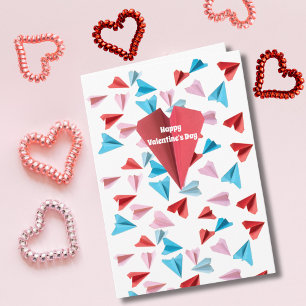 Colourful Paper Airplane Custom Heart Photo cute Holiday Card