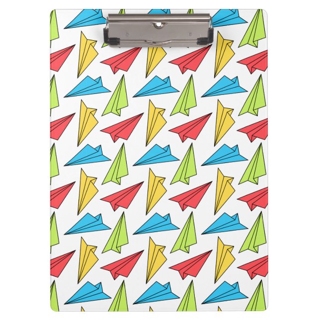 Colourful Paper Airplanes Pattern Clipboard (Front)