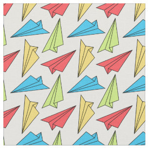 Colourful Paper Airplanes Pattern Fabric