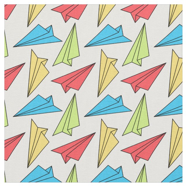 Colourful Paper Airplanes Pattern Fabric (Close Up)