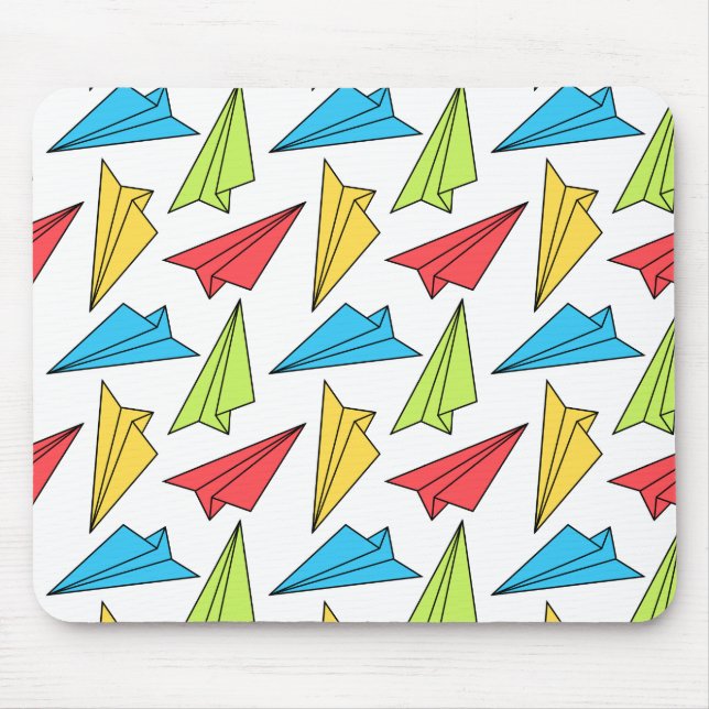 Colourful Paper Airplanes Pattern Mouse Pad (Front)