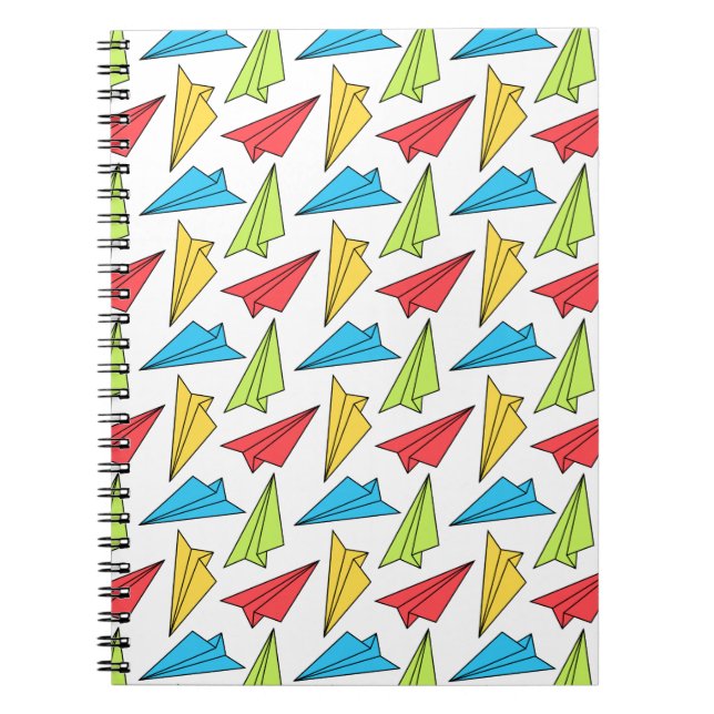 Colourful Paper Airplanes Pattern Notebook (Front)
