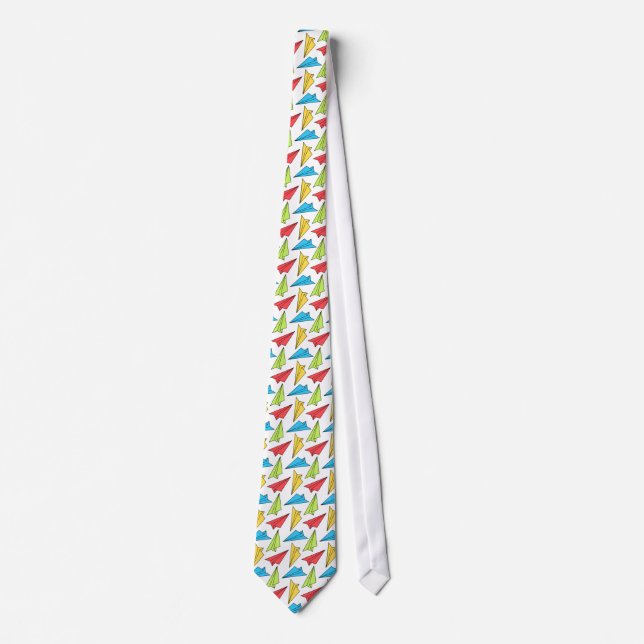 Colourful Paper Airplanes Pattern Tie (Front)