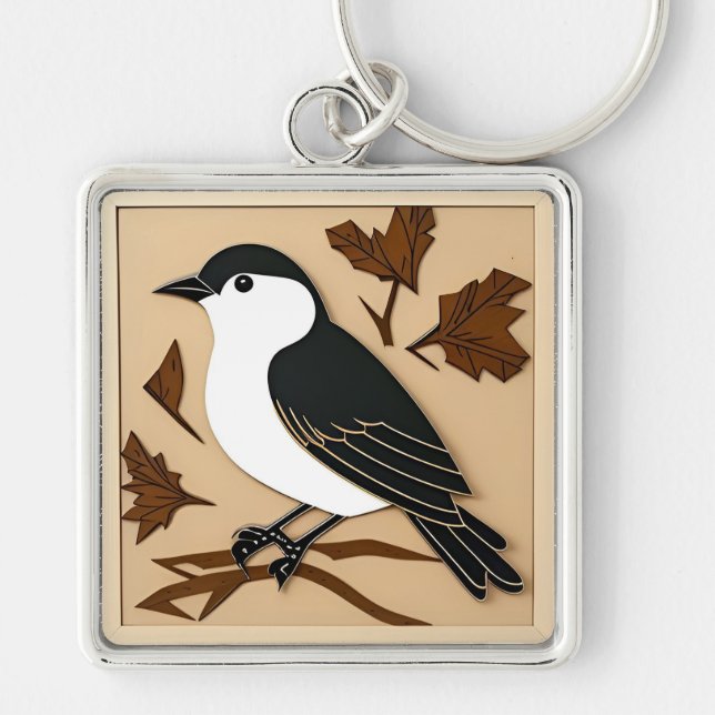 Colourful Paper Art of Bird Keychain (Front)