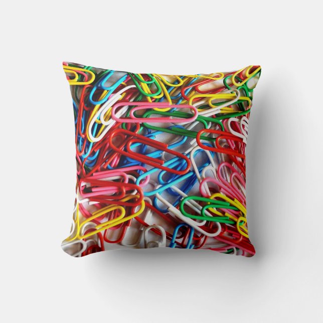 Colourful Paper Clips Office Supplies Gifts Throw Pillow (Front)
