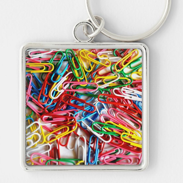 Colourful Paper Clips Office Supply Gifts Keychain (Front)
