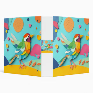 Colourful Paper Collage Bird Binder