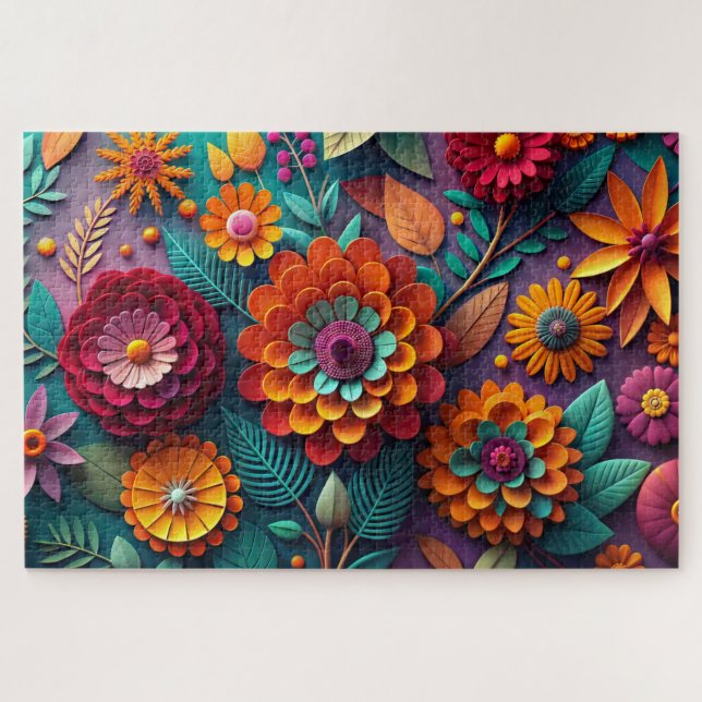 Colourful Paper Flowers Jigsaw Puzzle (Horizontal)