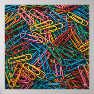 Colourful Paperclip Cluster Poster