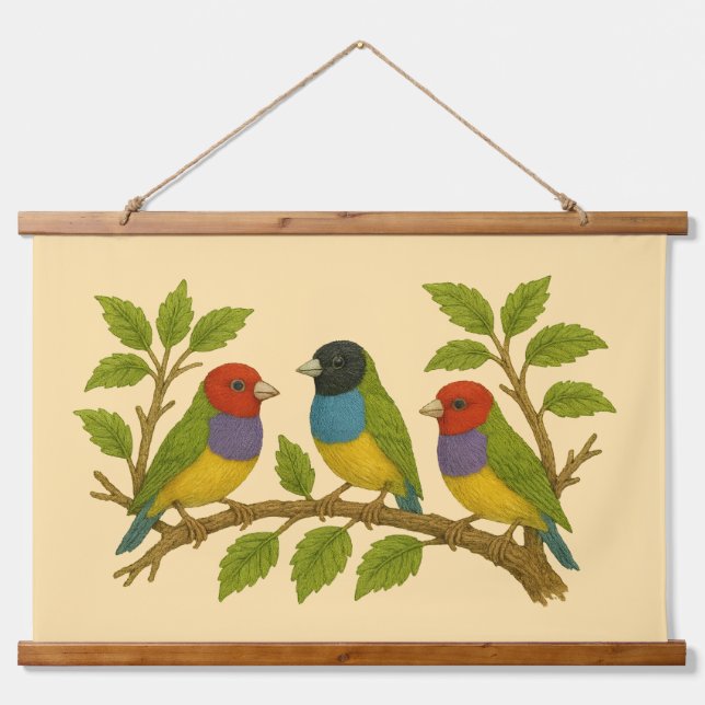 Colourful paradise birds hanging tapestry (Front)