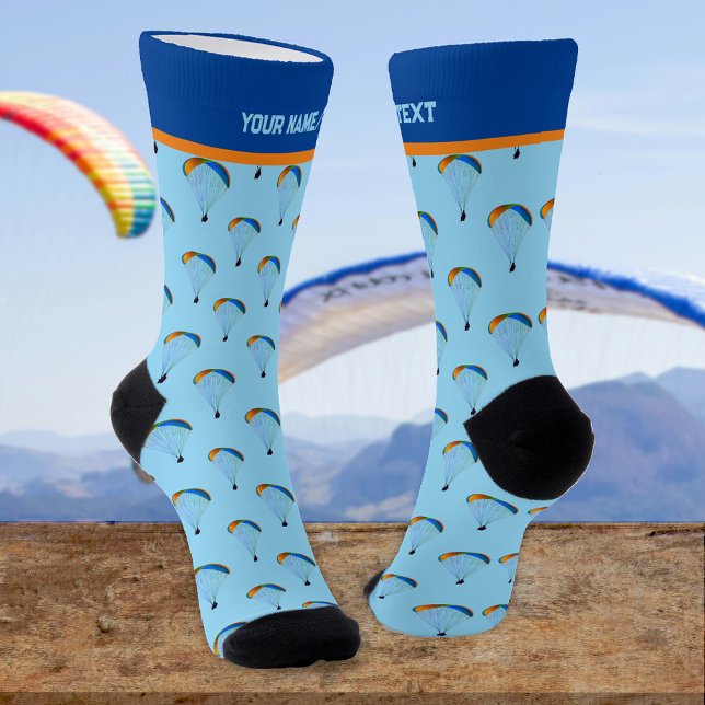Colourful Paraglider Pattern with your own name Socks (Creator Uploaded)