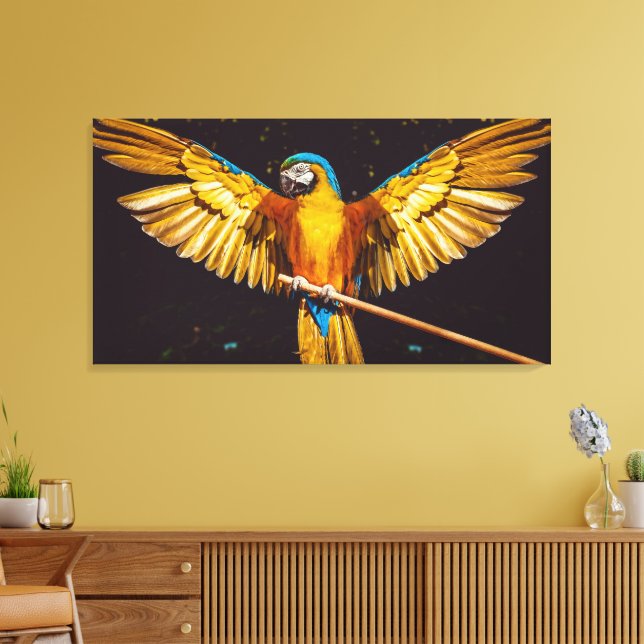 Colourful Parakeet Winged Bird Canvas Print (Insitu(LivingRoom))