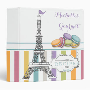 Colourful Paris Macaron Eiffel Tower Monogram Binder