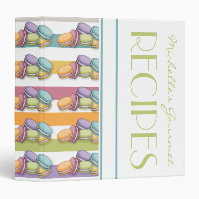 Colourful Paris Macaron Eiffel Tower Monogram Binder (Front/Spine)