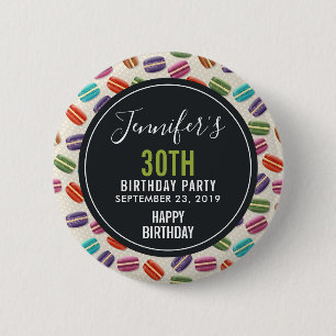 Colourful Parisian Macarons Pattern Birthday 2 Inch Round Button