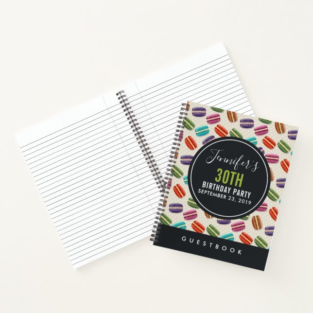 Colourful Parisian Macarons Pattern Guestbook Notebook (Inside)