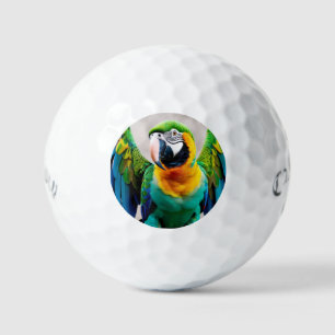 Colourful parrot bird golf balls