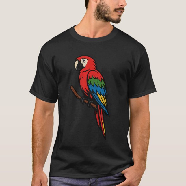 Colourful Parrot Bird Graphic T-Shirt (Front)
