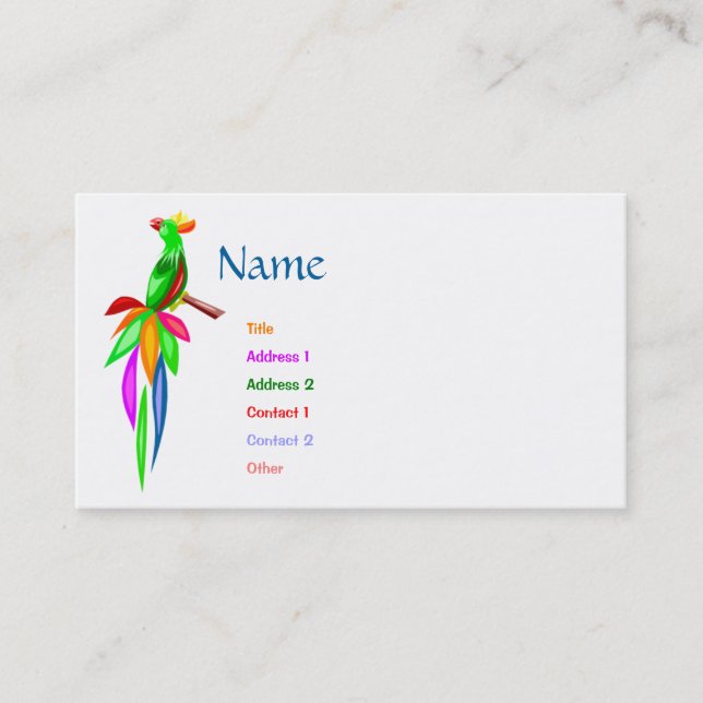 Colourful Parrot Business Card (Front)