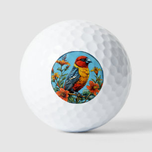 Colourful Parrot crossbill Bird Golf Balls