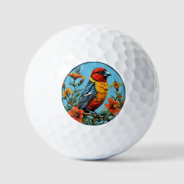 Colourful Parrot crossbill Bird Golf Balls (Front)
