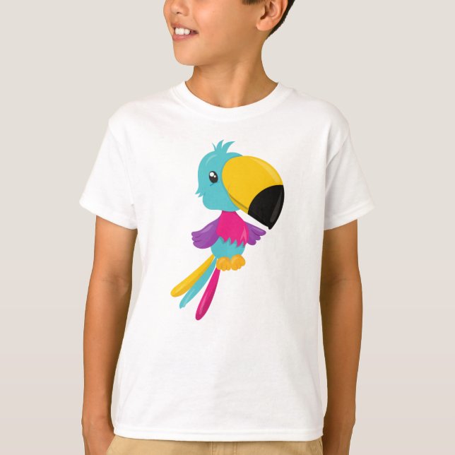 Colourful Parrot, Cute Parrot, Tropical Parrot T-Shirt (Front)