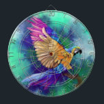 Colourful Parrot Dart Board<br><div class="desc">Dartboards with Beautiful Colourful Parrot - MIGNED Painting Design</div>