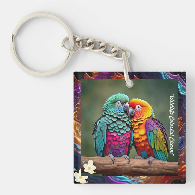 "Colourful Parrot Delight" Keychain (Front)