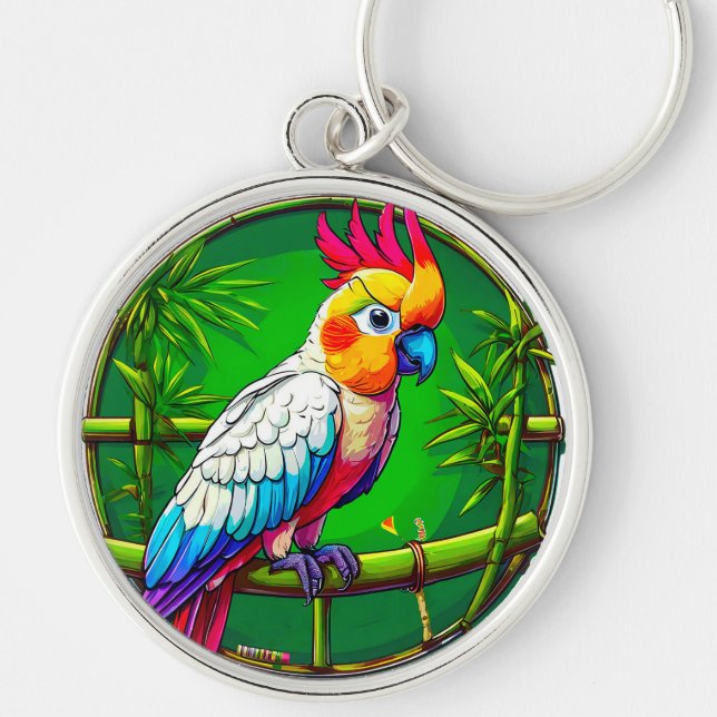 Colourful parrot keychain (Front)