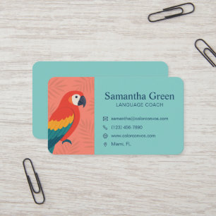 Colourful Parrot Language Tutor Business Card