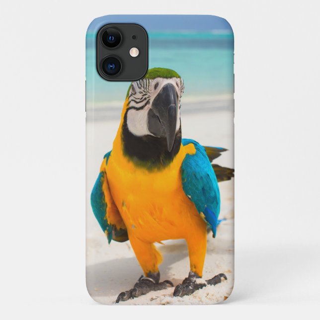 Colourful Parrot on the White Sand Case-Mate iPhone Case (Back)
