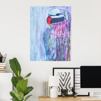 Colourful Parrot Painting Poster
