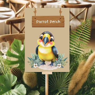 Colourful Parrot Perch Jungle Safari Table Card