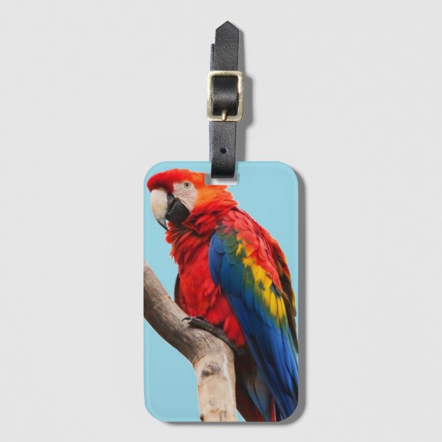 Colourful Parrot Portrait Photo Luggage Tag (Front Vertical)