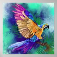 Colourful Parrot Poster Watercolor