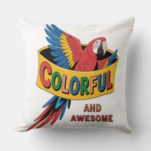 Colourful Parrot  Throw Pillow