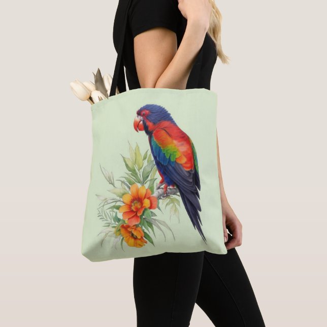 Colourful Parrot Tote Bag (Close Up)