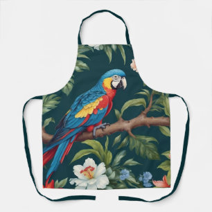 Colourful Parrot Tropical Jungle Leaves Apron
