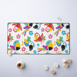Colourful Parrots, Tropical Parrots, Birds, Flower Desk Mat